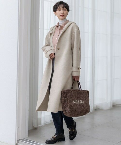 滝沢眞規子さん着用/VERY掲載】MANTECOPureリバー フード ロングコート