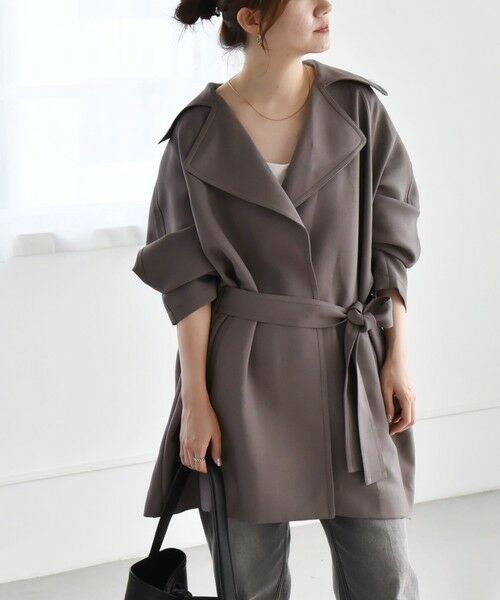 quaranciel:〈洗濯機可能〉ダブルクロス ハーフ トレンチ ジャケット