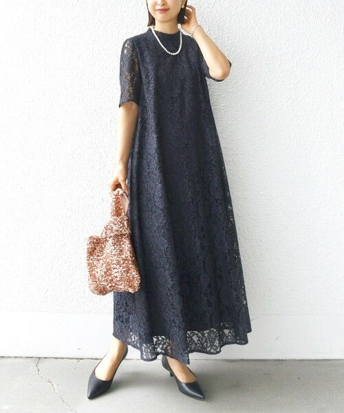 結婚式・パーティ〉kaene:パイピング レース Aライン ワンピース