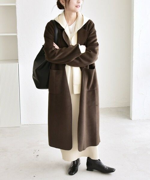 セール】 quaranciel: ダブル パイル ニット ロング チェスター コート