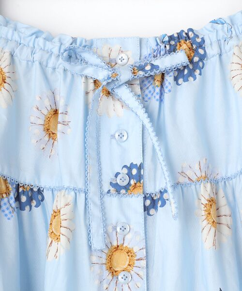 セール】 ひな菊コサージュプリントスカート （ロング・マキシ丈