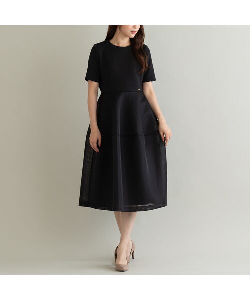 異素材使いハイウエストワンピ―ス （ミニ丈・ひざ丈ワンピース）｜Rose