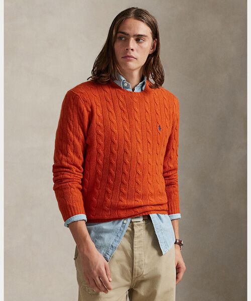 ケーブルニット ウールカシミヤ セーター （ニット・セーター）｜POLO