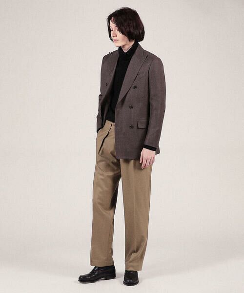 セール】 ストレッチサキソニー インプリーツワイドスラックス