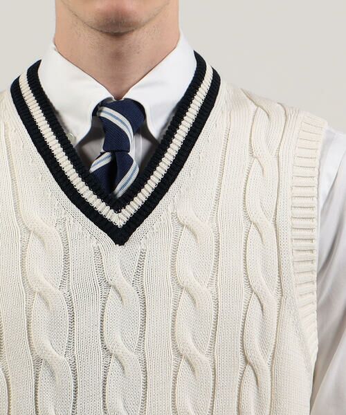 セール】 コットン Vネックチルデンベスト （ニット・セーター