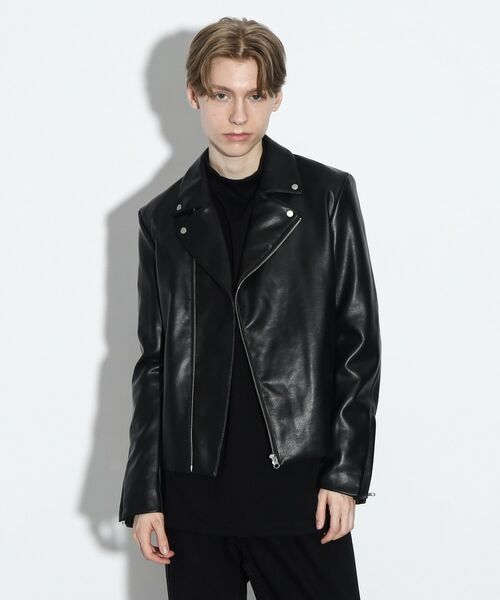 セール】 【WEB限定】シンセティックレザーダブルライダースジャケット