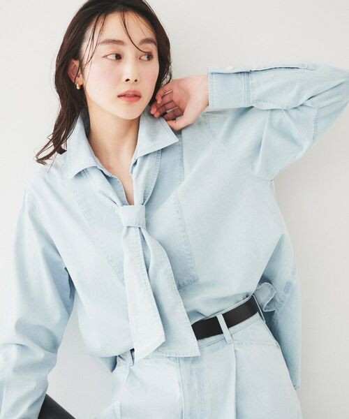 セール】 ボウタイ付きデニムシャツ （シャツ・ブラウス）｜UNTITLED