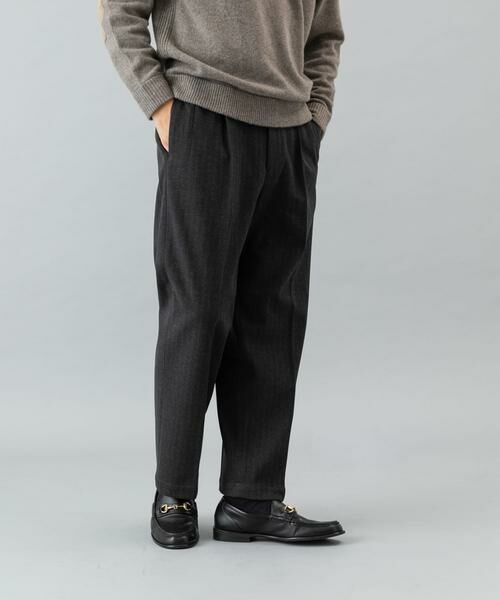 セール】 ストレッチヘリンボーン1タックワイドスラックス （その他
