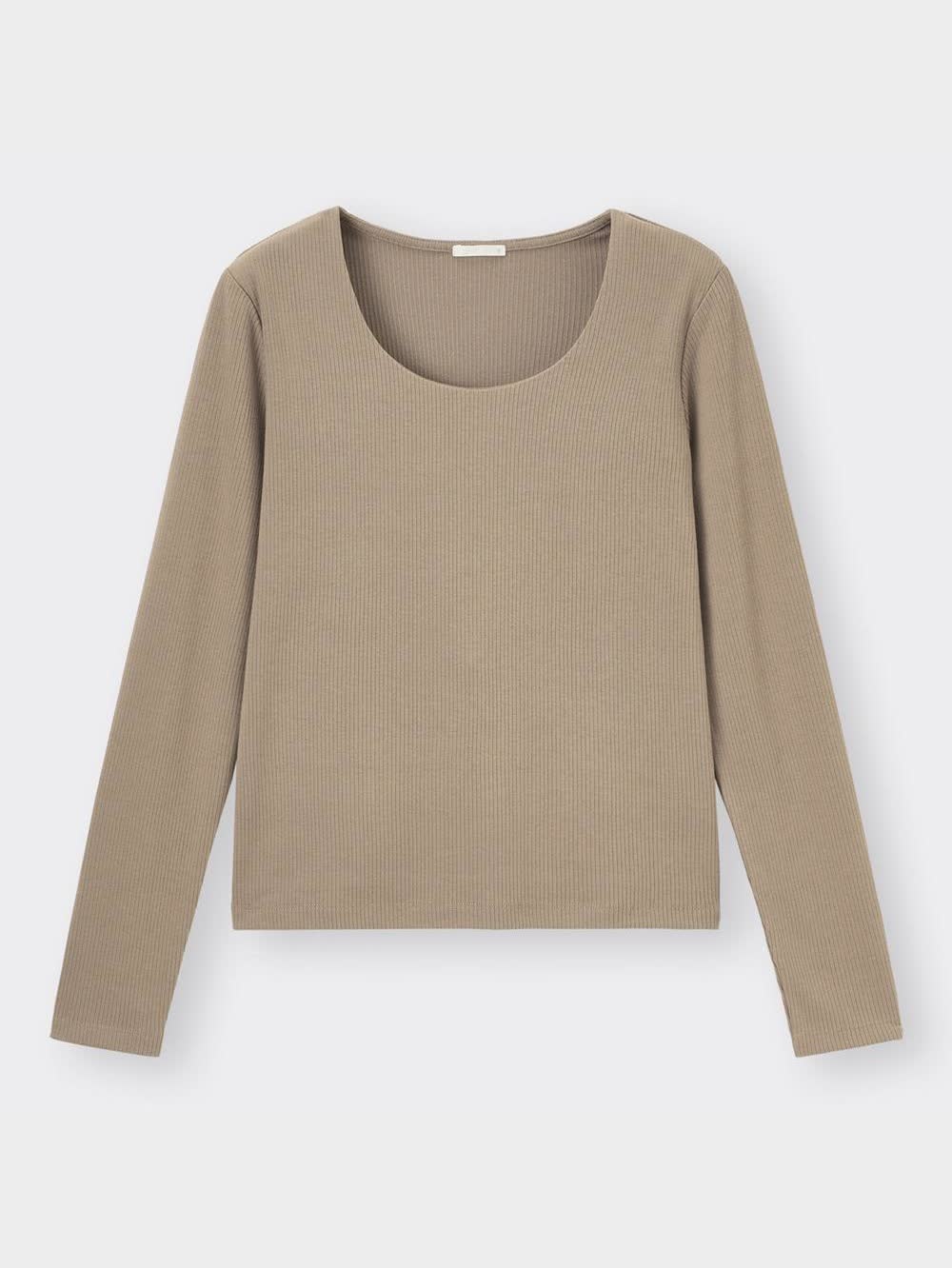 GU公式 | リブUネックT(長袖)Z+X