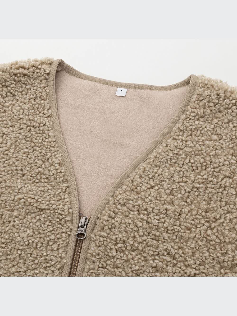 ユニクロ公式 | ボアフリースVネックカーディガン