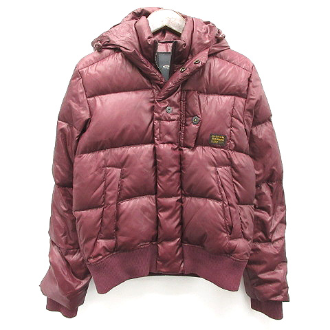 ジースターロウ G-Star RAW ダウンジャケット フード L ワインレッド