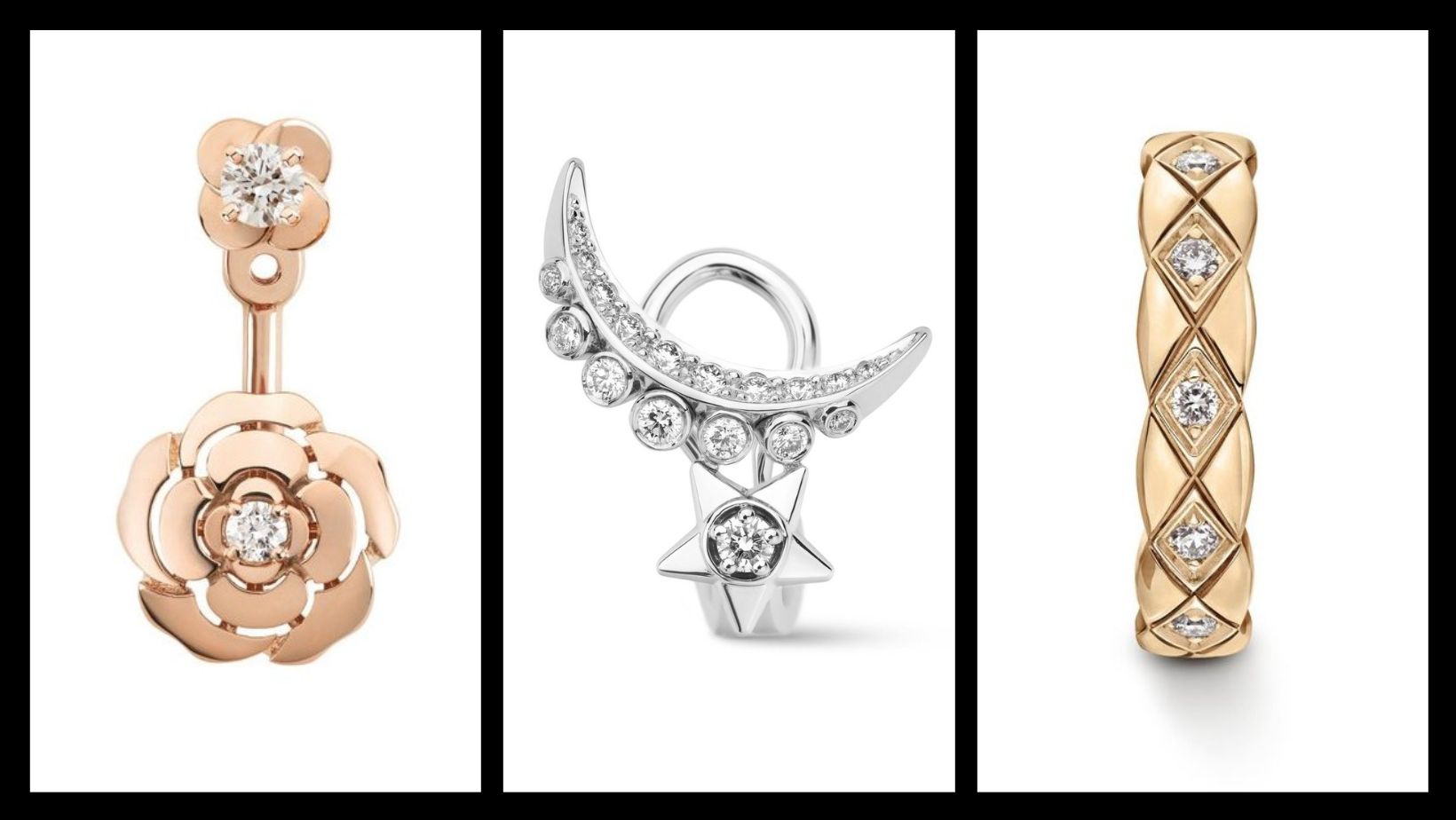 シャネル】の「シングルピアス」＆「イヤカフ」でアシンメトリーな耳元