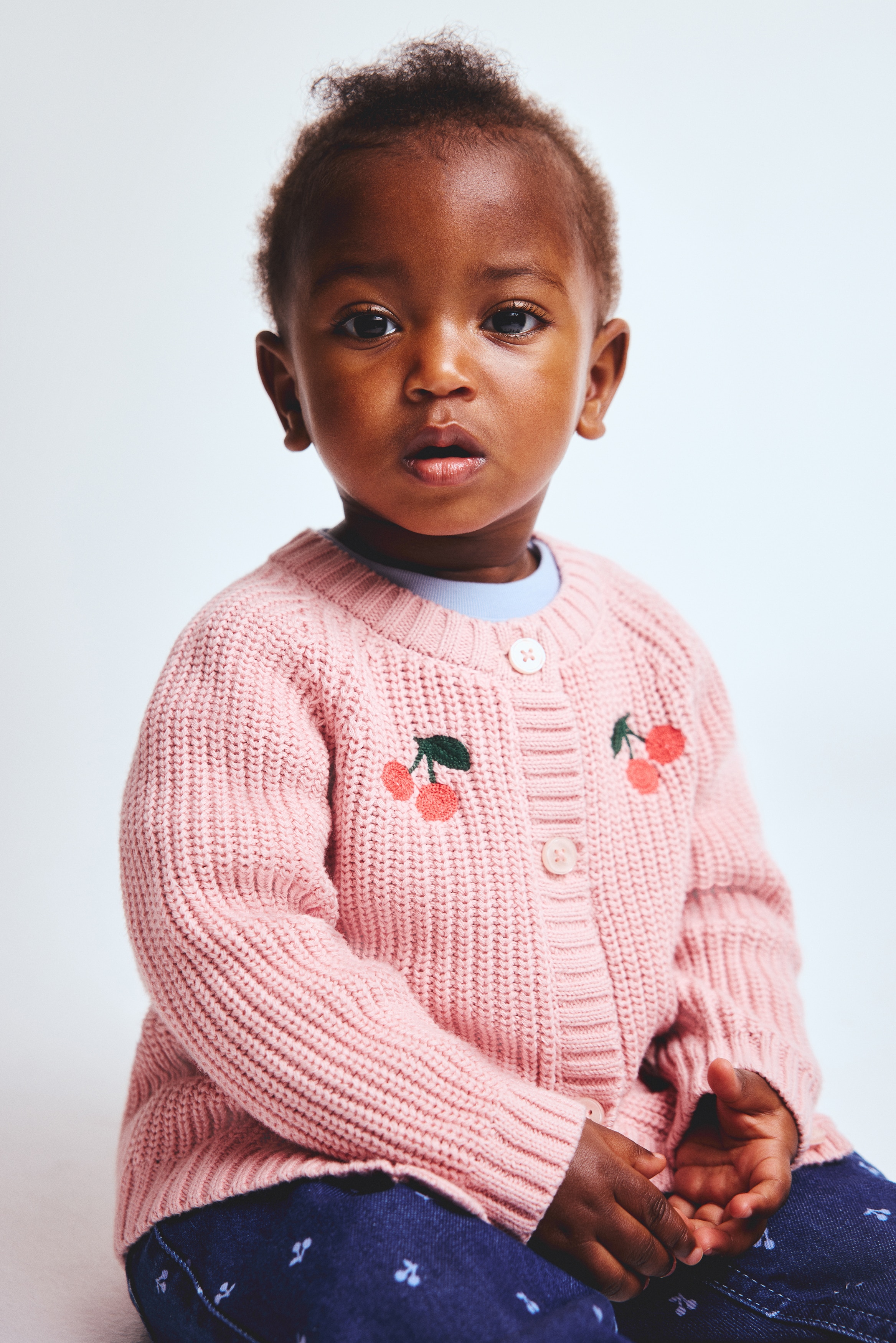 Cardigan with Embroidered Details - Pink/cherries - Kids | H&M US