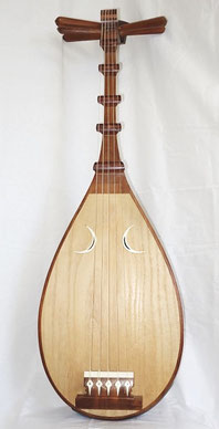 琵琶 木製 4弦 和楽器 スタンド付き 琵琶 木製 4弦 和楽器 スタンド