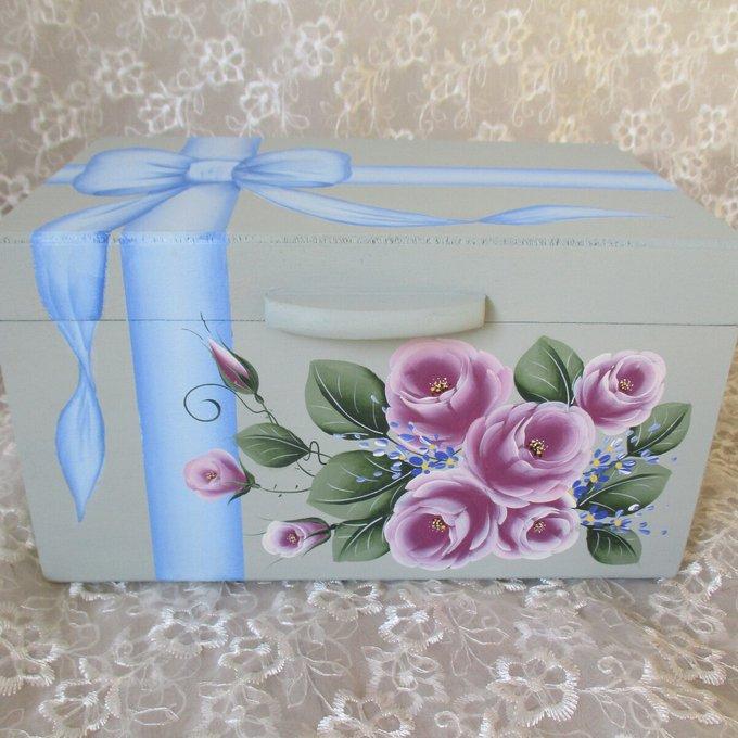 トールペイント 大きなリボンのウッドボックス - ROSY-TIME'S GALLERY