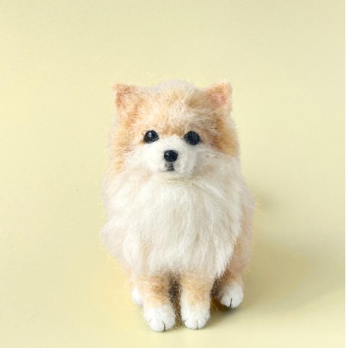 いつでもいっしょ♪ 羊毛フェルトのポメラニアン 犬のぬいぐるみ
