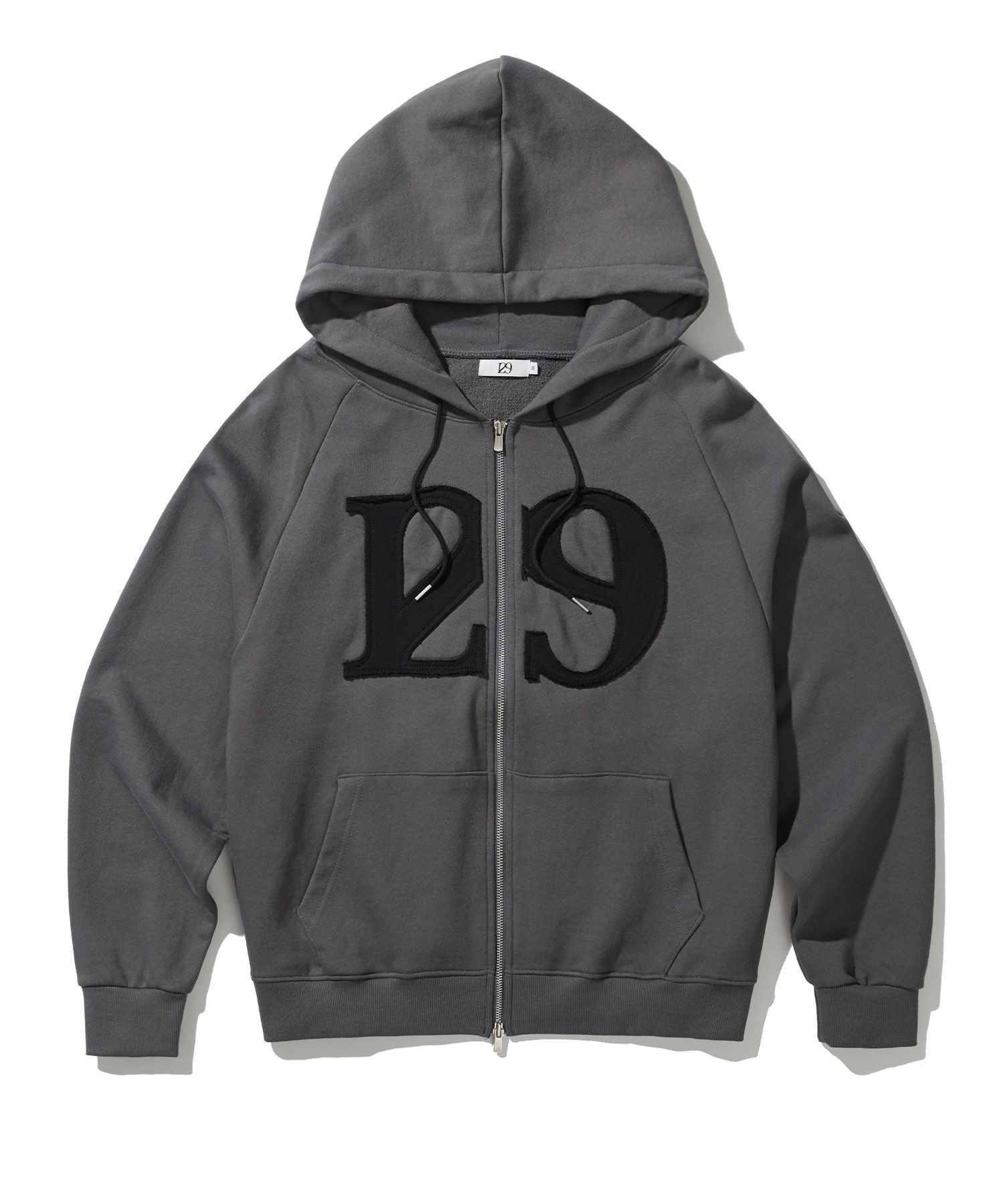 MUSINSA | ILLIGO 129 Logo Patch Hooded Zip-Up Charcoal