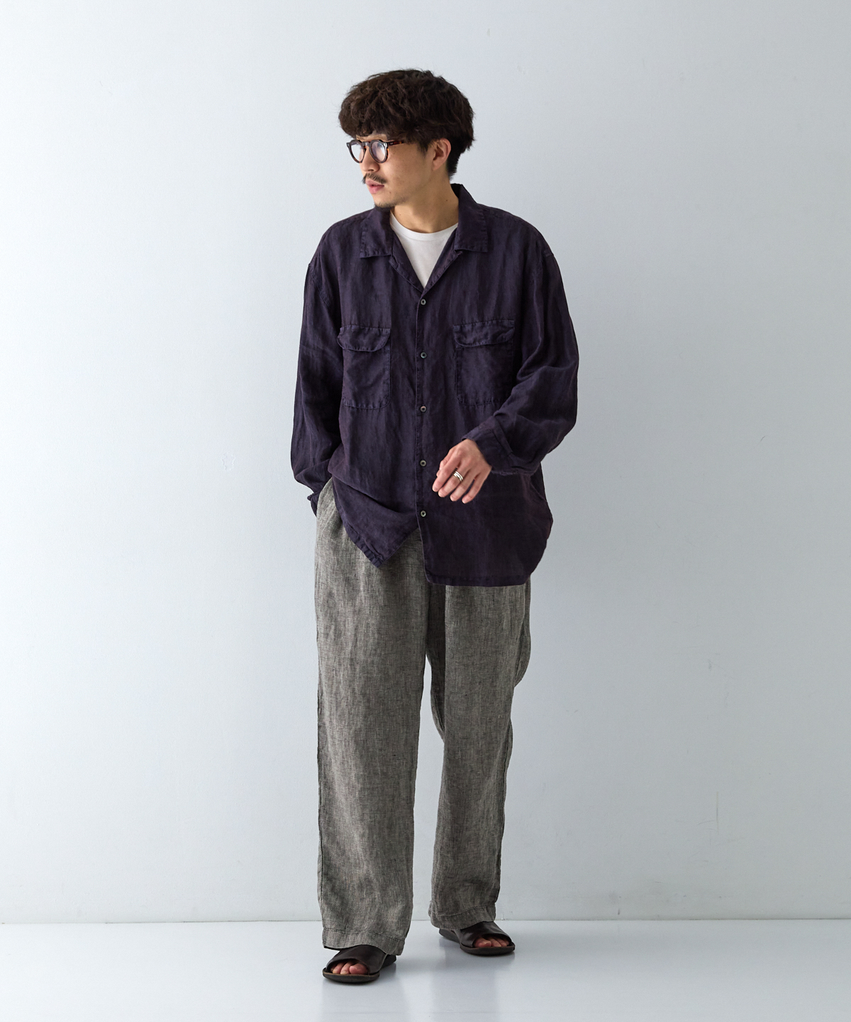 リネン ピグメントバイオ オープンカラーシャツ｜nest Robe / CONFECT