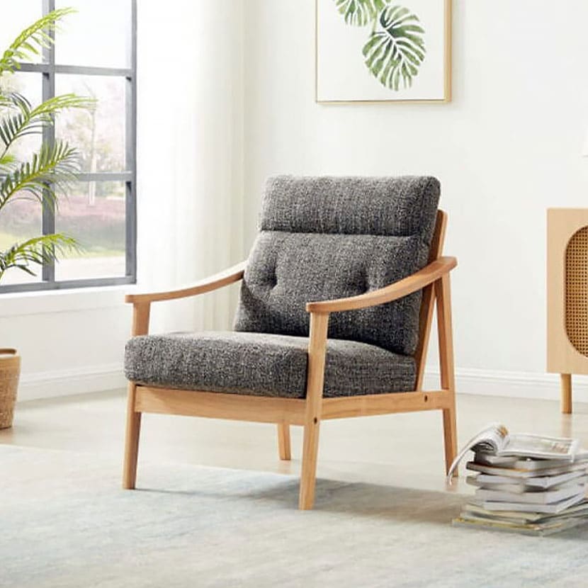 送料無料】 ソファ 木肘ソファ リビングソファ 1人掛け ファブリック