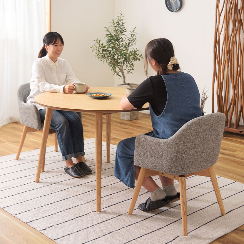 送料無料】 2人用 円形ダイニング 3点セット (丸テーブル+チェア2脚