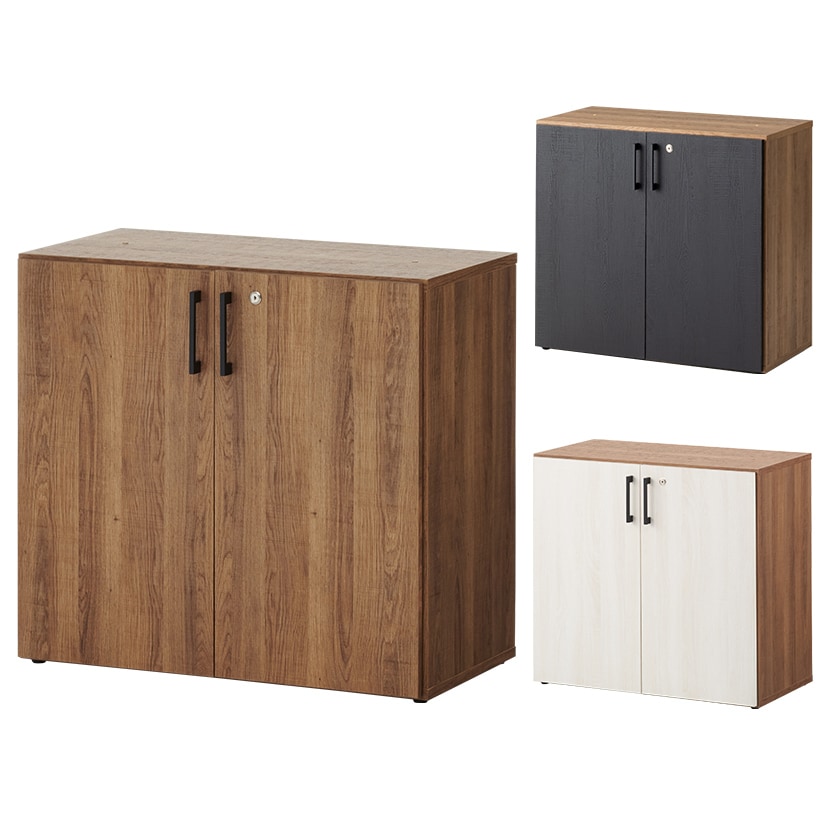 送料無料】 レモダ 木製キャビネット 2段 扉付き 下置き用 書庫 収納棚