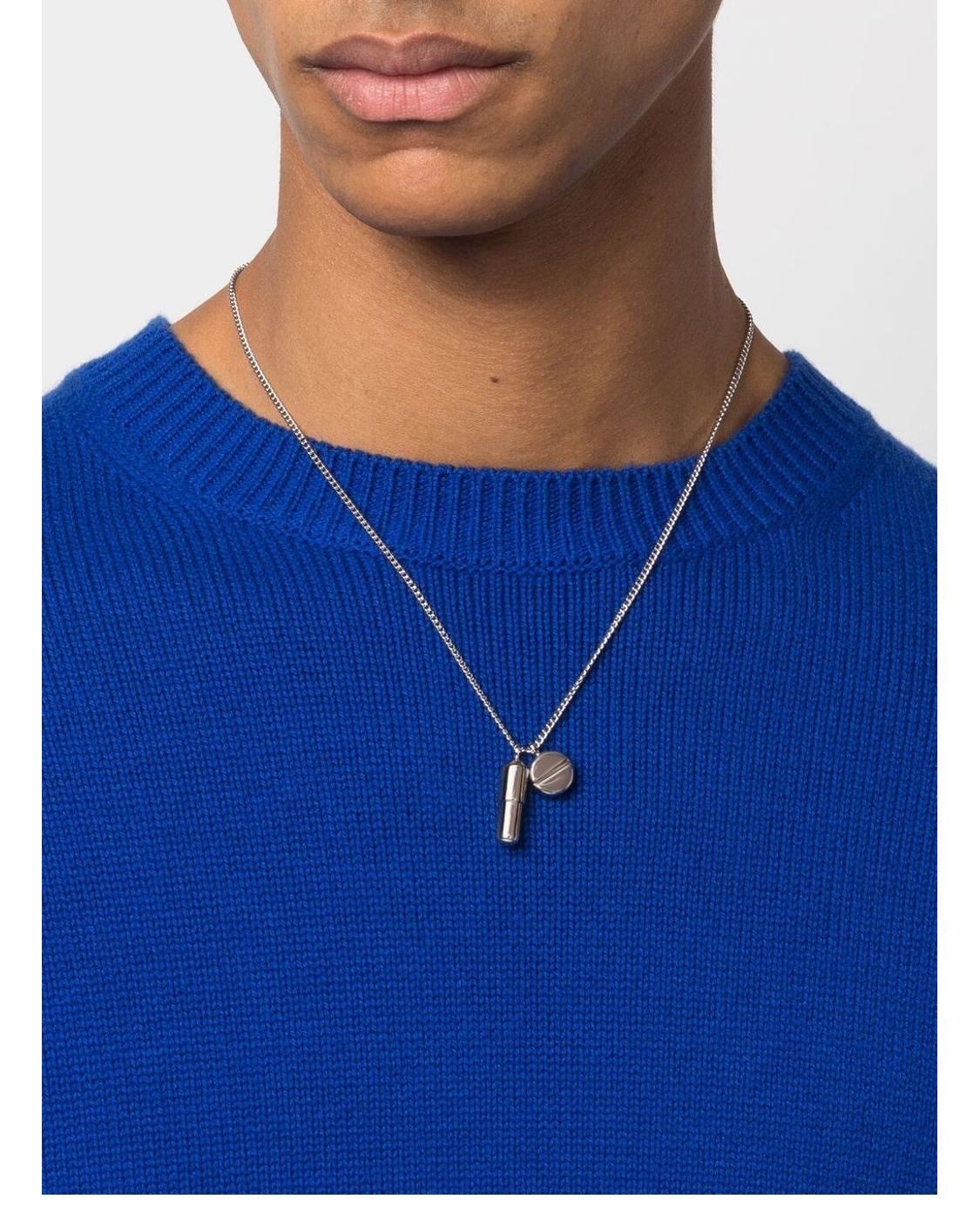 AMBUSH Silver Gold Color Small Scratch Metal Pill Charm Necklace