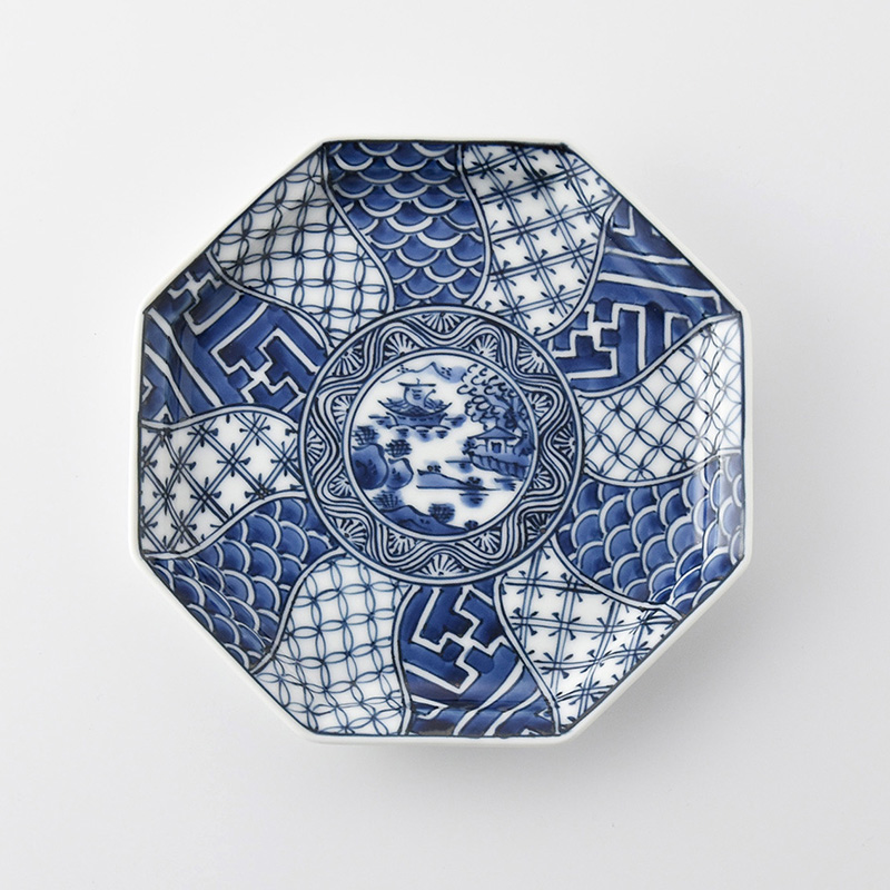平戸松山】祥瑞山水 八角銘々皿 | 三川内焼オンライン・ショップ