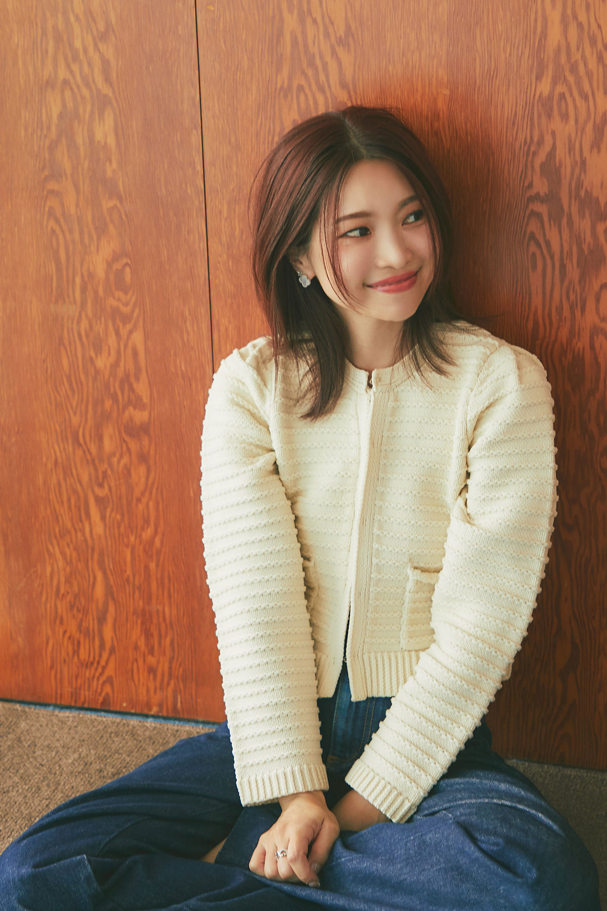 マシェリコラボ】変形編み柄ニットジャケット