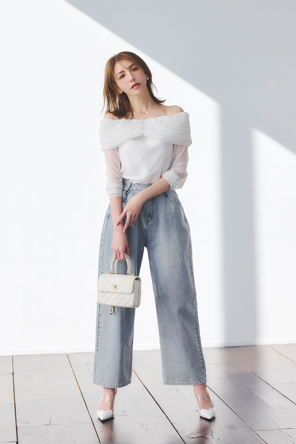 ウエストフックタックデニム