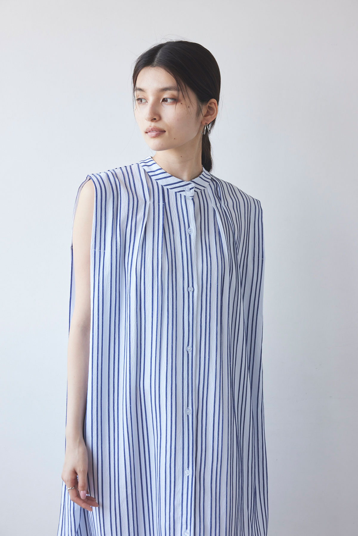 WEB限定】ストライプノースリーブワンピース