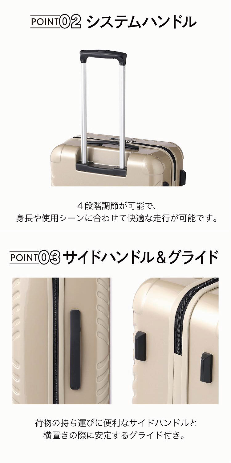 楽天市場】【エース公式】 スーツケース ACE ラディアル Mサイズ