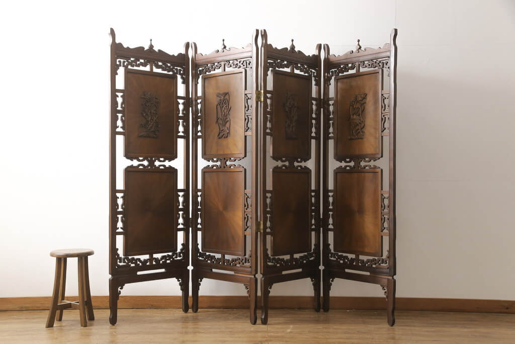 楽天市場】ヴィンテージ家具 四連衝立て 和製ビンテージ 高級品