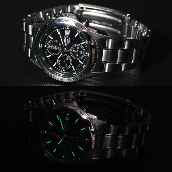 セイコー逆輸入 SEIKO クロノグラフ ブラック 腕時計 メンズ 100m防水