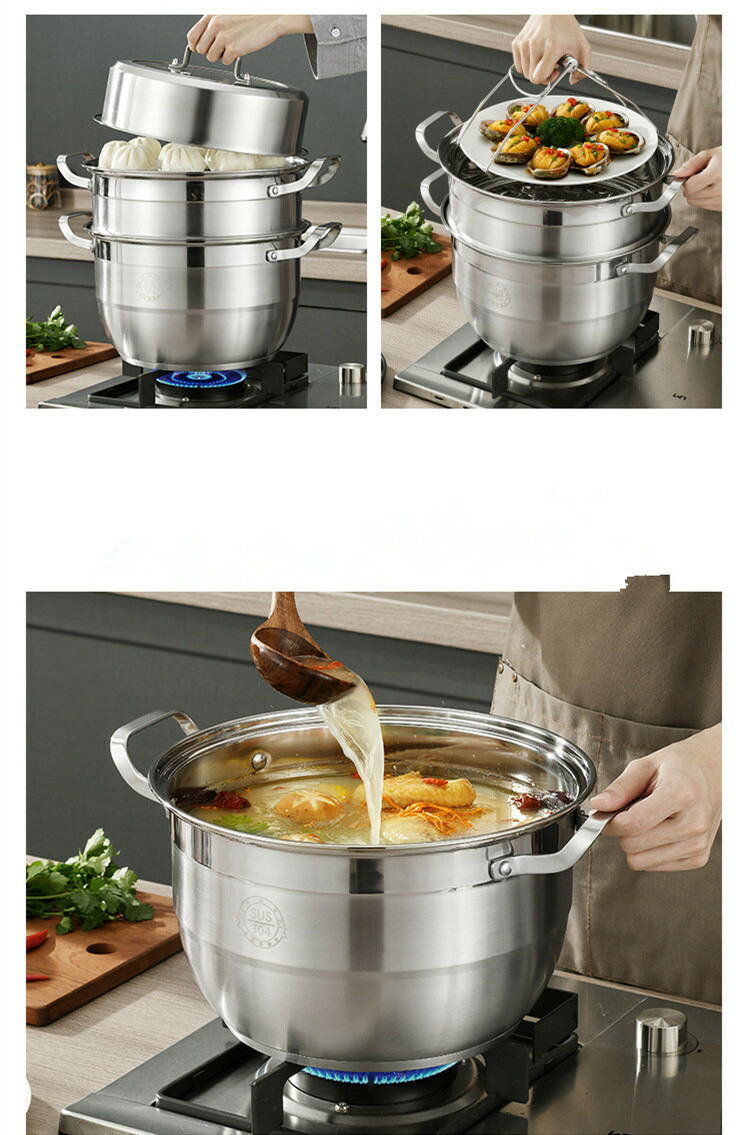楽天市場】ステンレス蒸し器 蒸し器 蒸しもの鍋 中華鍋 IH対応 3段
