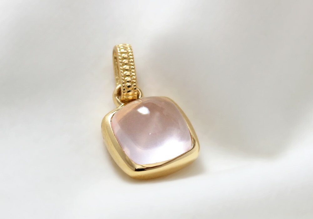 楽天市場】K18 K10 ローズクォーツ ネックレスチャーム送料無料 10金