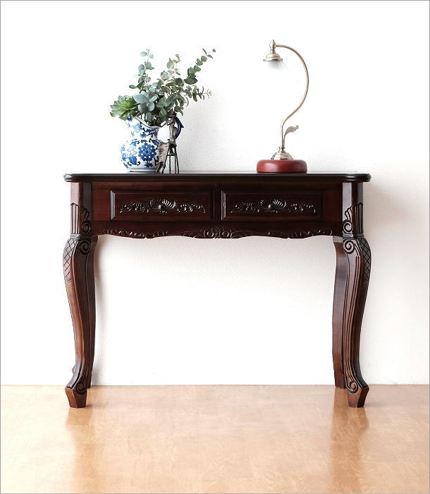 楽天市場】デスク 机 アンティーク調 木製 スリム 薄型 パソコンデスク