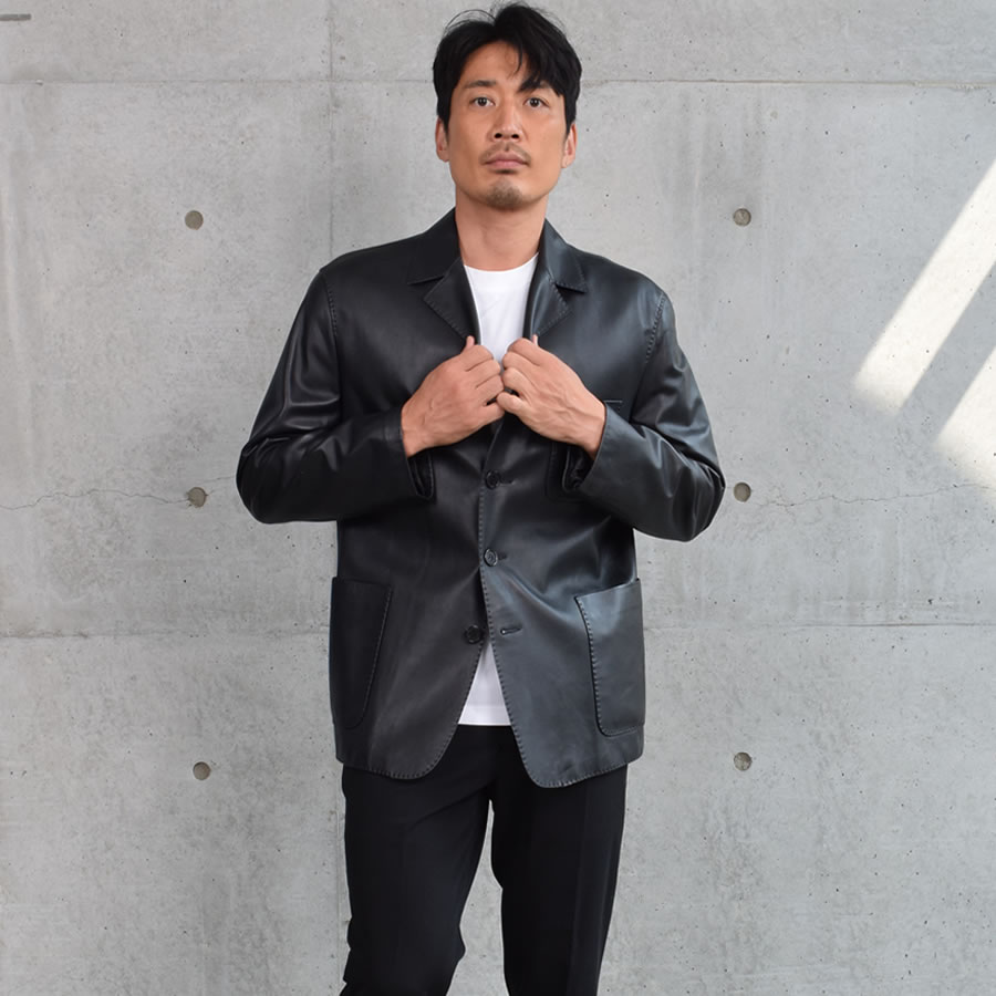 30%OFF 会員価格適用外】[COGGIOLA] メンズ ソフト ラム レザー