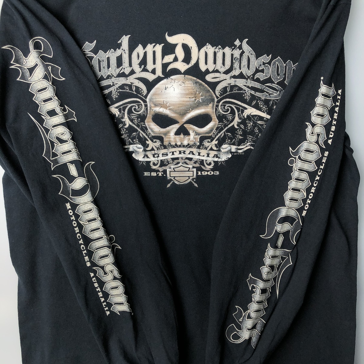 古着 ハーレーダビッドソン Harley-Davidson ドクロ柄 スカル柄 ロング
