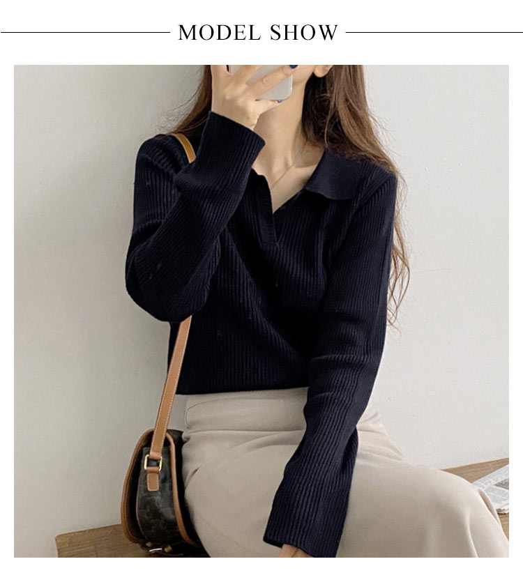 楽天市場】ニットプルオーバー スキッパー襟 レディース ポロニット 襟