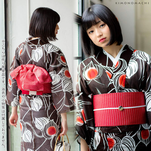 Prices down2】浴衣 作り帯 半幅帯 リボン風タイプ 結び帯単品「レッド