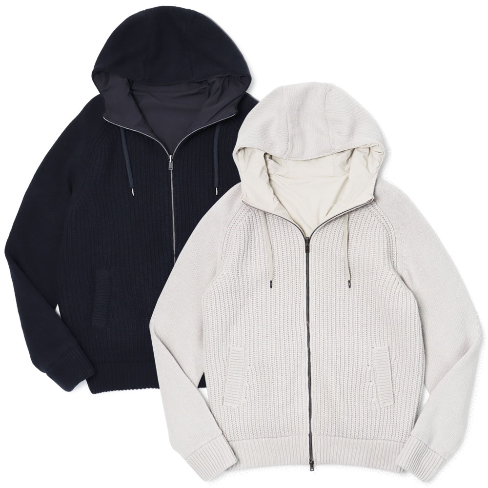 ヘルノ / HERNO / RESORT / ZIP パーカー / ローゲージニット×ナイロン