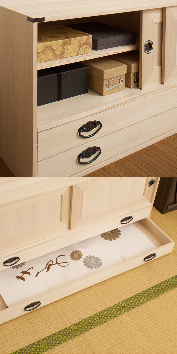 楽天市場】桐タンス 幅99.5cm 引出し2段 上置き兼用 引戸 日本製 （ 桐