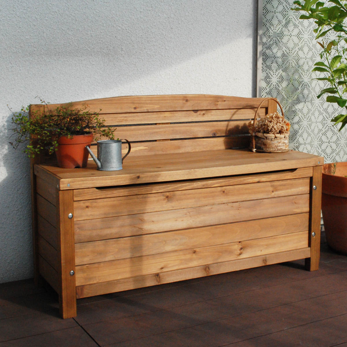 楽天市場】収納ボックス ベンチストッカー 天然木 （ ガーデンベンチ