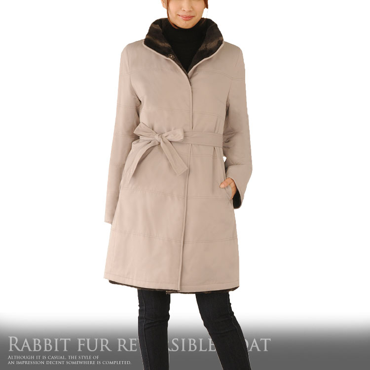 楽天市場】【40%offクーポン】ラビット ファー リバーシブル コート