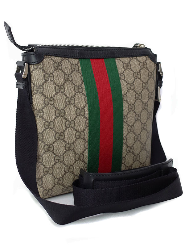 GUCCI】グッチ『ウェブ GGスプリーム フラット メッセンジャーバッグ