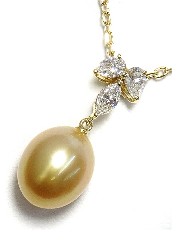 MIKIMOTO】【真珠鑑別書】ミキモト『K18YG ゴールデンパール9.8mm