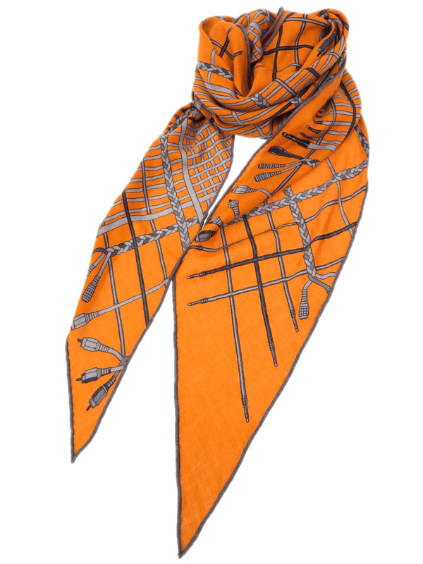 HERMES】【カシミヤ×シルク】【ひし形】【コード】【プラグ