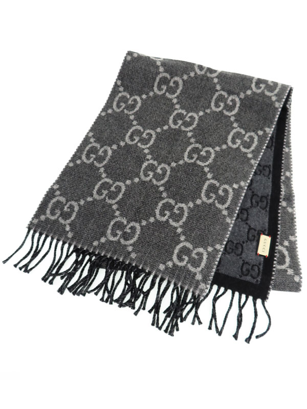 GUCCI】グッチ『タッセル付き GGジャカード パターン ニット スカーフ