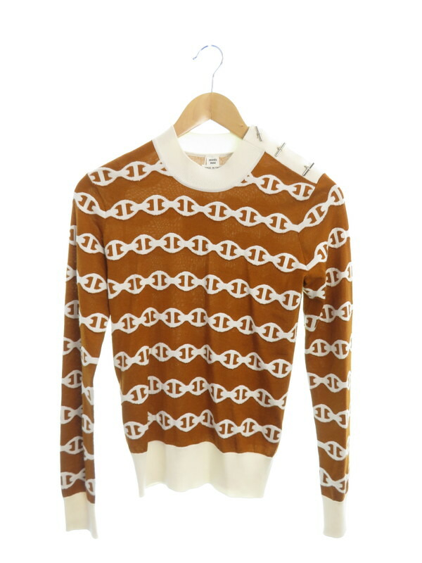 HERMES】エルメス『シェーヌダンクル柄 カシミヤ×シルク 長袖ニット