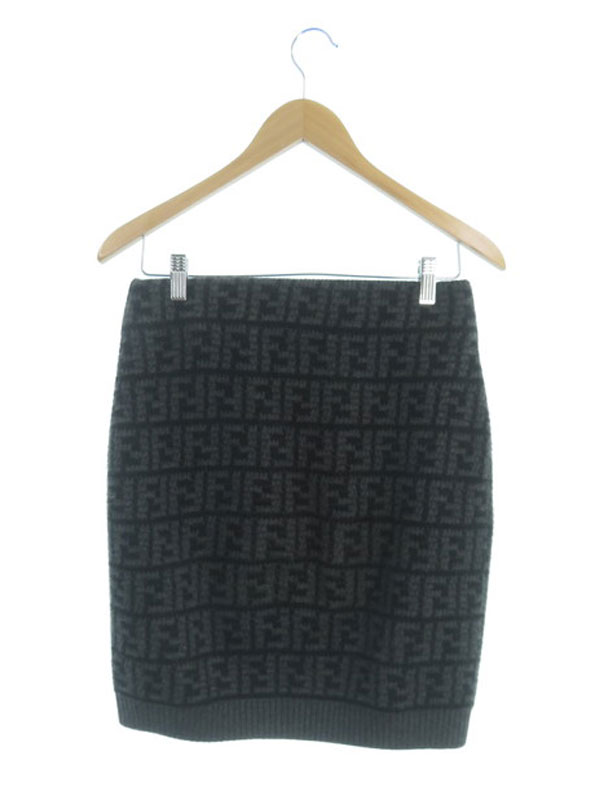 FENDI】フェンディ『FFロゴ ズッカ柄 カシミヤスカート size42』FZQ686